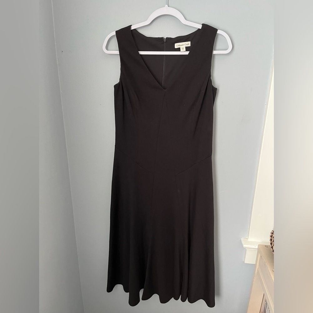 Coldwater Creek Black line A‎ Midi Dress V-Neck Sleeveless